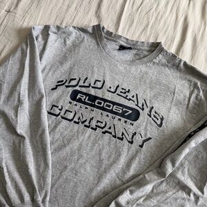 Vintage Polo Jeans Co. Ralph Lauren Long Sleeve Shirt Grey Y2K 90s Streetwear
